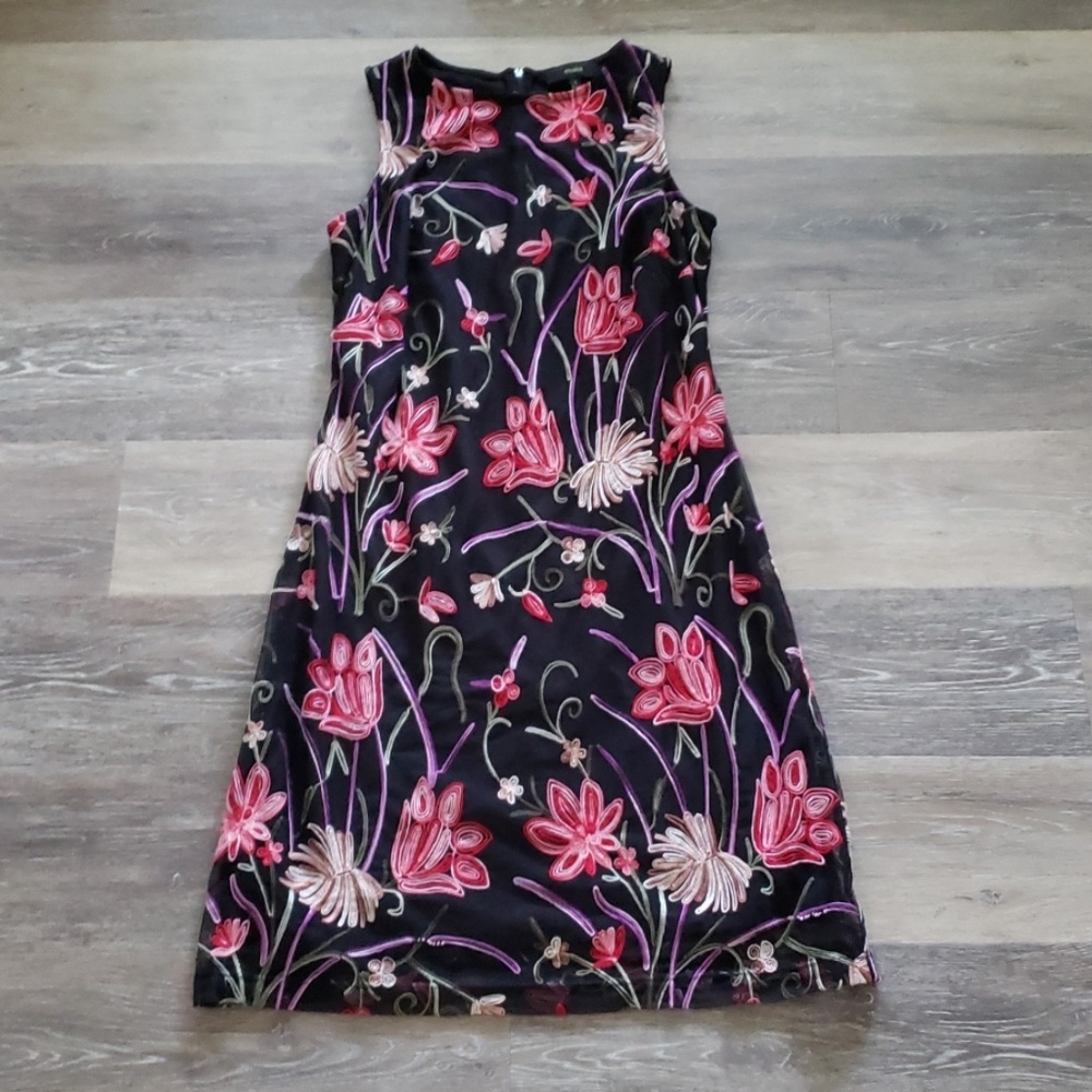 Women's Black Floral Overlay Dress Size 2